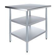 Amgood 30x36 Prep Table with Stainless Steel Top and 2 Shelves AMG WT-3036-2SH